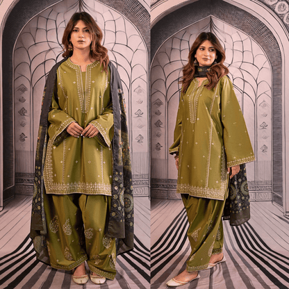 URGE-3PC DHANAK EMBROIDERED SUIT - zab1131