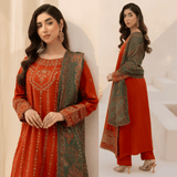 Mohagni - Winter 3PC Dhanak Embroidered Suit - zab1133