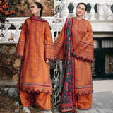 Hussain Rehar - 3PC Dhanak Chickenkari Embroidered Suit - zab1137