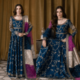 Maryum N Maria 3 piece kataan silk frock style embroidered suit - zab1146