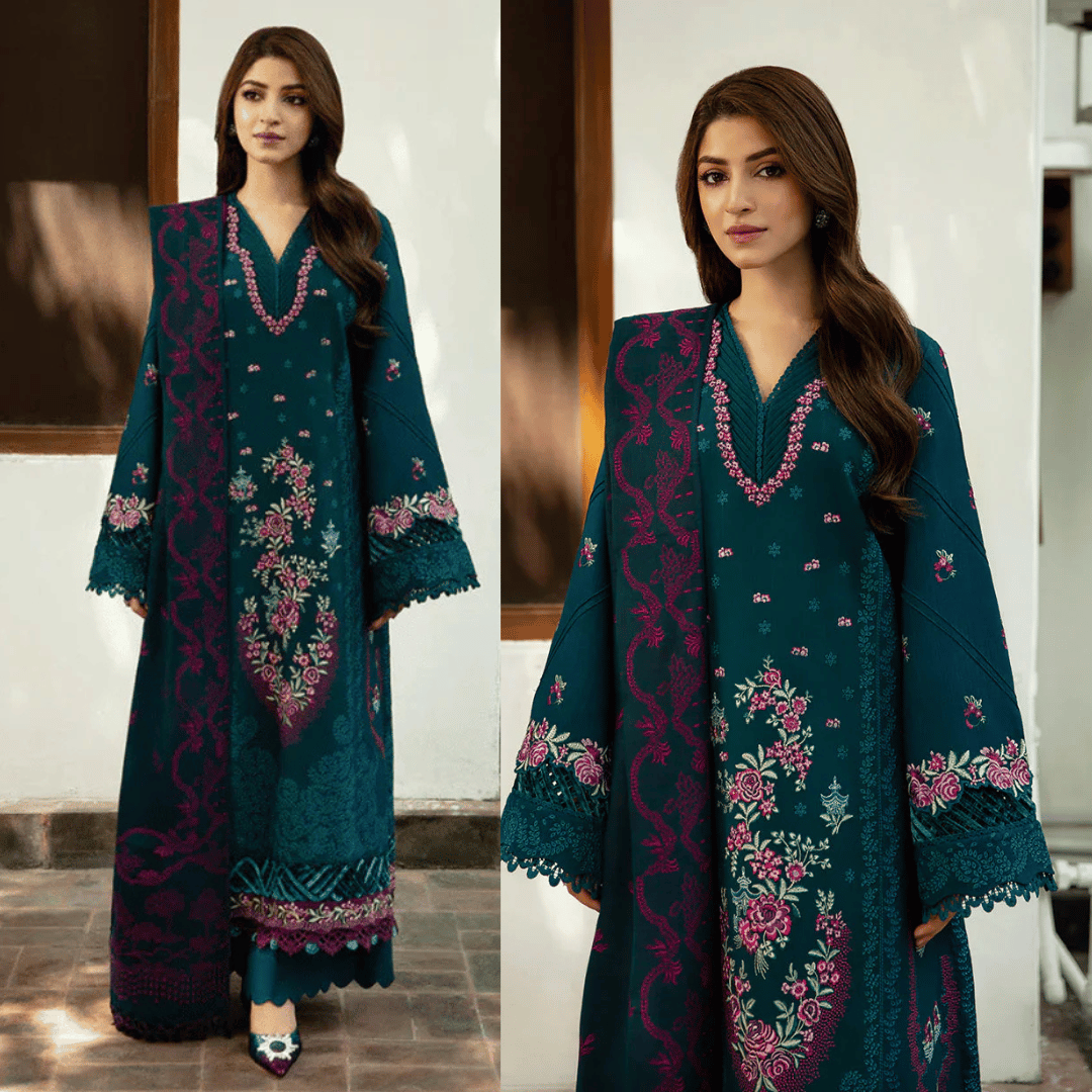 Sobia Nazir - Winter 3PC Dhanak Embroidered Suit - zab1148