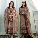Florent - Winter 3PC Dhanak Embroidered Suit - zab1156