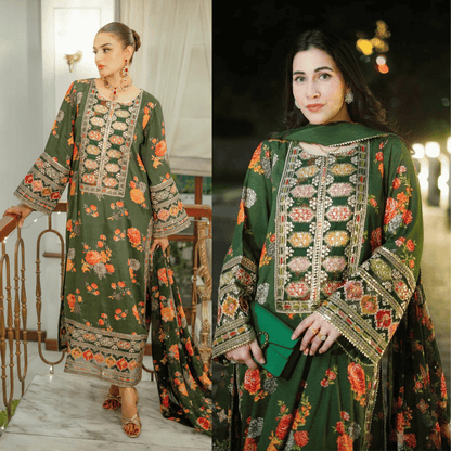 ZAB - Heavy Embroidered Silk 3 Pc Suit - zab1163