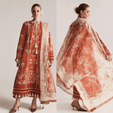 Hussain Rehar Winter Embroidered 3pc Dhanak Suite - zab1164
