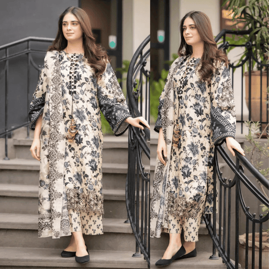 Sapphire - Winter 3PC Karandi Digital Print Dress - zab1171