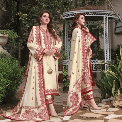 Asim Jofa - Winter 3PC Dhanak Embroidered Suit - zab1173