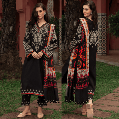 Charizma - Winter 3PC Karandi Digital Print Dress - zab1177