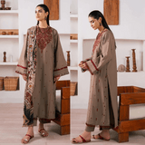 Baroque - 3PC Dhanak Embroidered Suit - zab1183