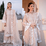 Zarpash Chikenkari Embroidered Dhanak Three Piece Zarpash - zab1187