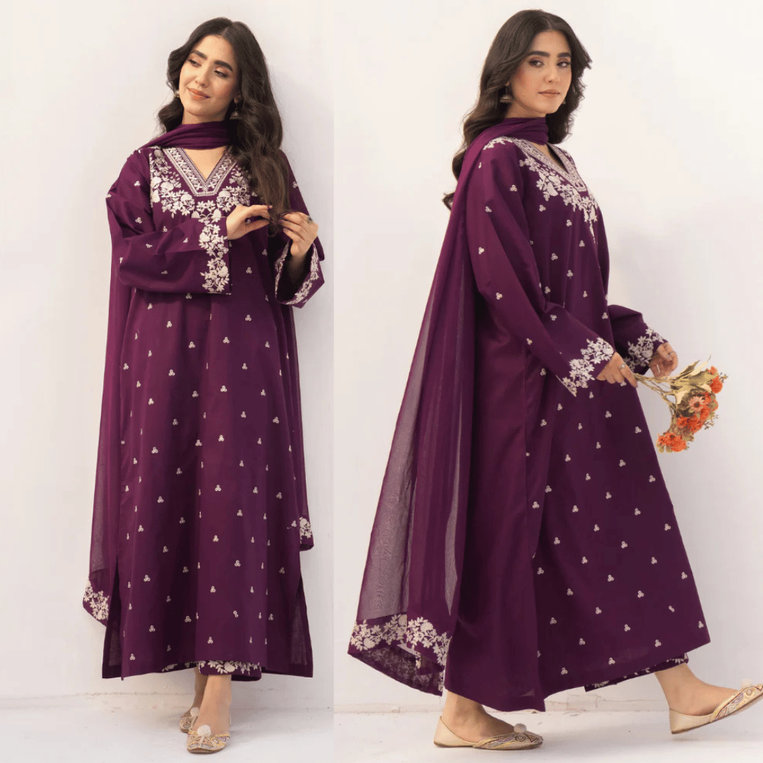 Dyot - 3PC Lawn Embroidered Suit - zab1192
