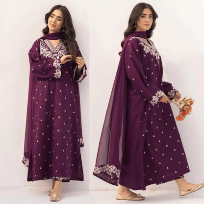 Dyot - 3PC Lawn Embroidered Suit - zab1192