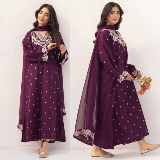 Dyot - 3PC Lawn Embroidered Suit - zab1192