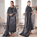 Asim Jofa - Velvet Dress with Pure Chiffon Embroidered Dupatta - zab991