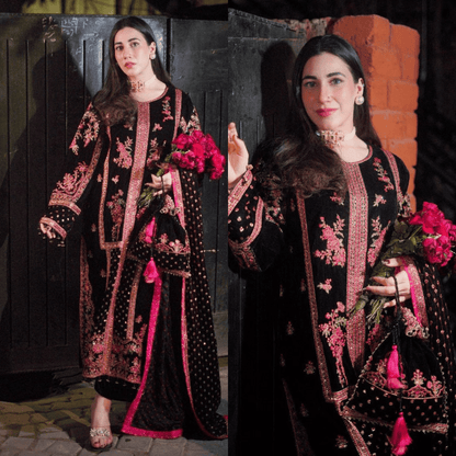 Maria B - Velvet Dress with Embroidered Dupatta - zab992