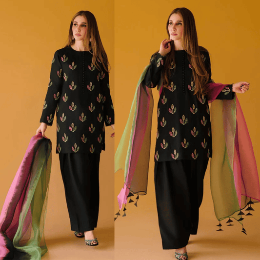 Tasawur - Khaddar 3 Piece Embroidered Dress - zab1206