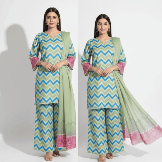 Limelight - Winter 3PC Karandi Digital Print Dress - zab1208
