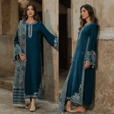 IZEL LUXURY UNSTITCHED WINTER DHANAK EMBROIDERED 3PC - zab1222
