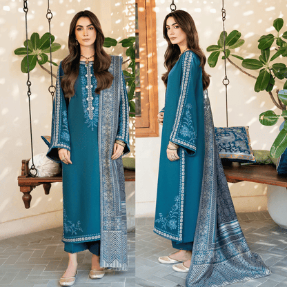 izel - Winter 3PC Dhanak Embroidered Suit - zab1226