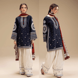 JAZMIN - UNSTITCHED 3PC DHANAK EMBROIDERED SUIT - zab1229
