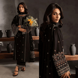 Batik- 3PC DHANAK EMBROIDERED SHIRT WITH DHANAK EMBROIDERED SHAWL - zab1230