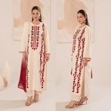Rehan Rehar 3 Piece Embroidered Dhanak Suit - zab1237