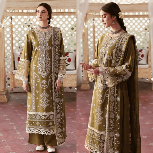 Jade - Winter 3PC Dhanak Embroidered Suit - zab1239