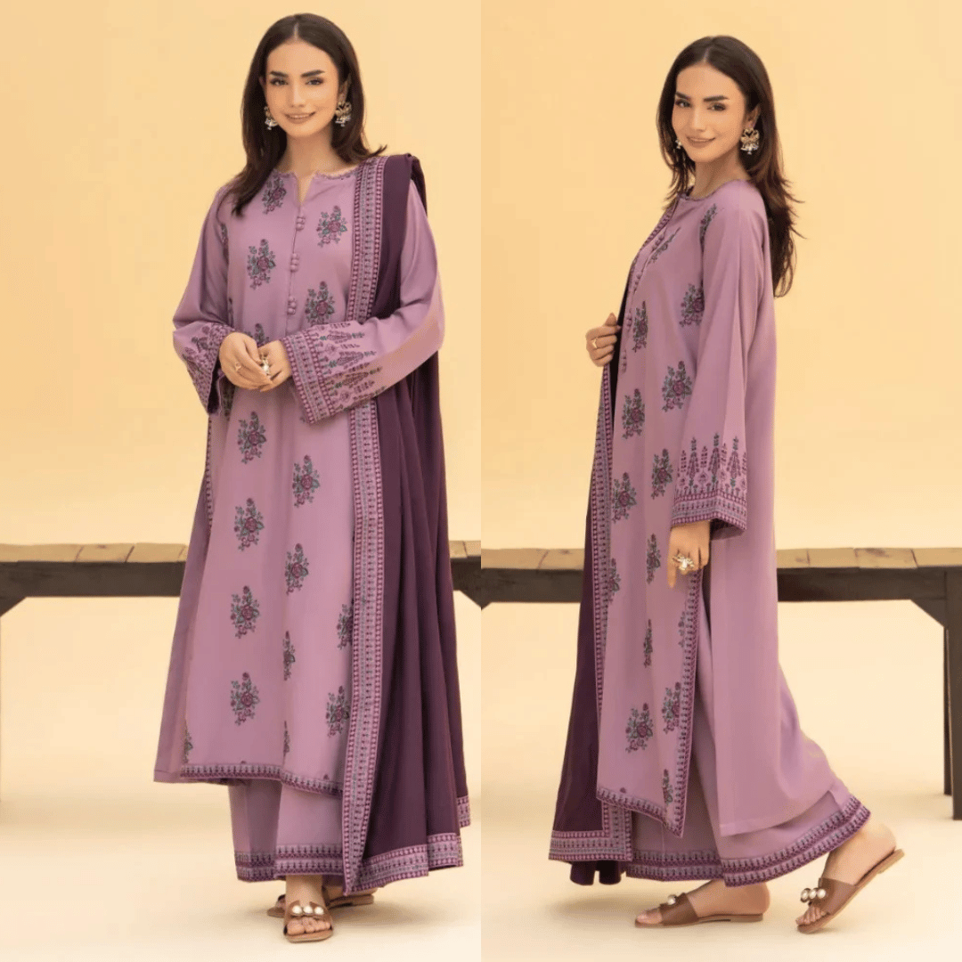 Izel - Winter 3PC Dhanak Embroidered Suit - zab1242