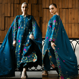 Nisa - 3PC DHANAK EMBROIDERED SHIRT WITH DHANAK EMBROIDERED SHAWL - zab1244