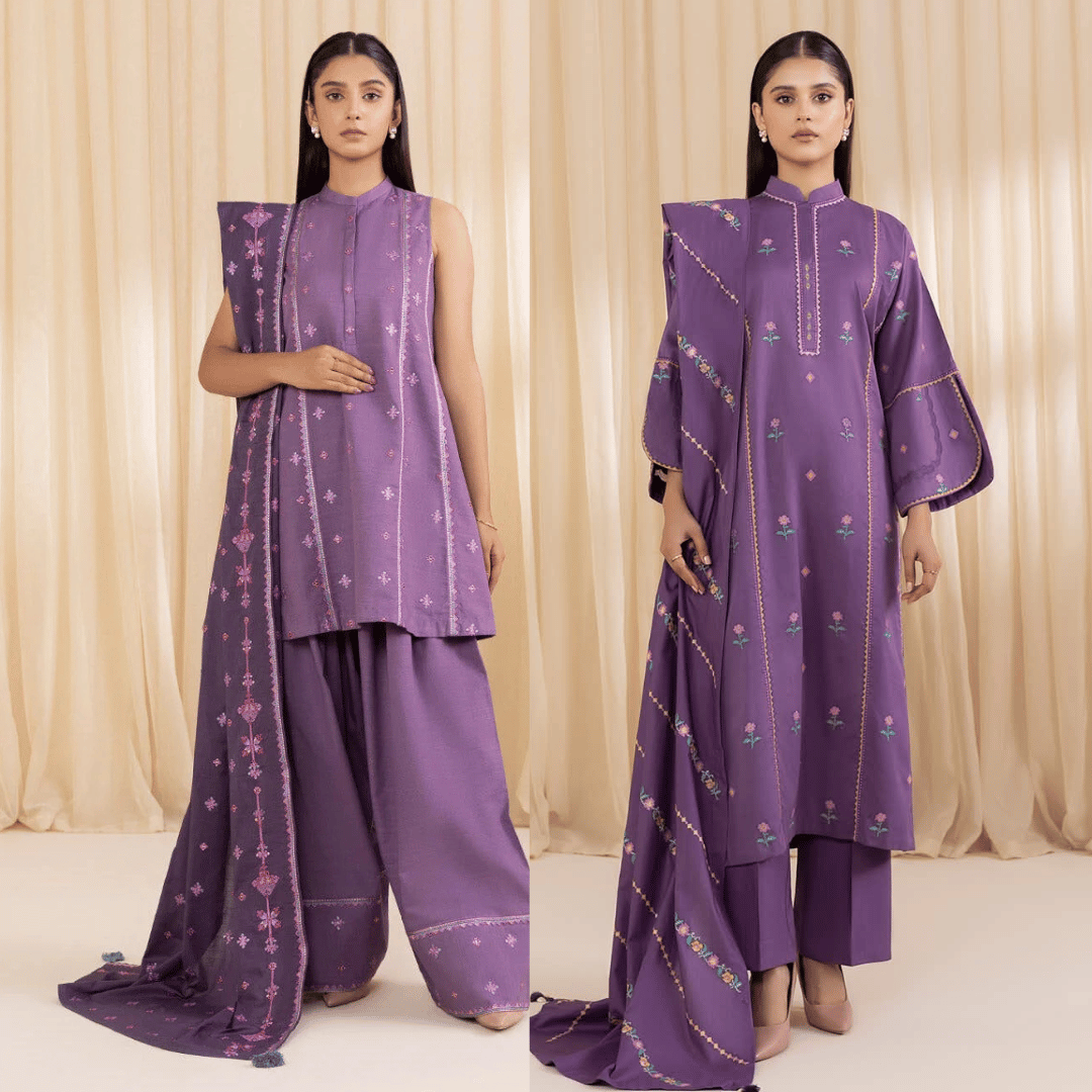 Sapphire - Winter 3PC Dhanak Embroidered Suit - zab1246