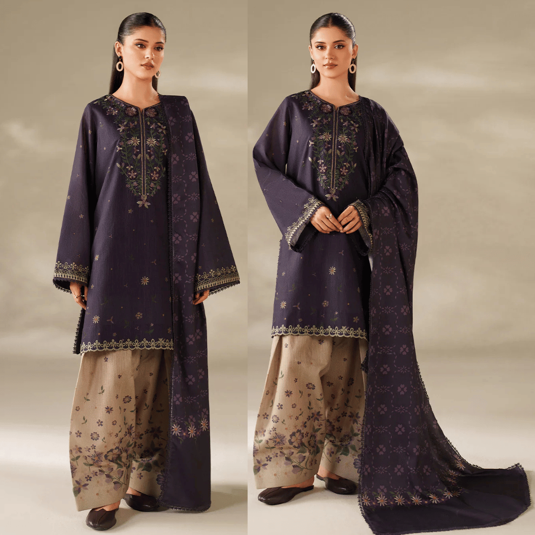 Iznik - UNSTITCHED 3PC DHANAK EMBROIDERED SUIT - zab1251