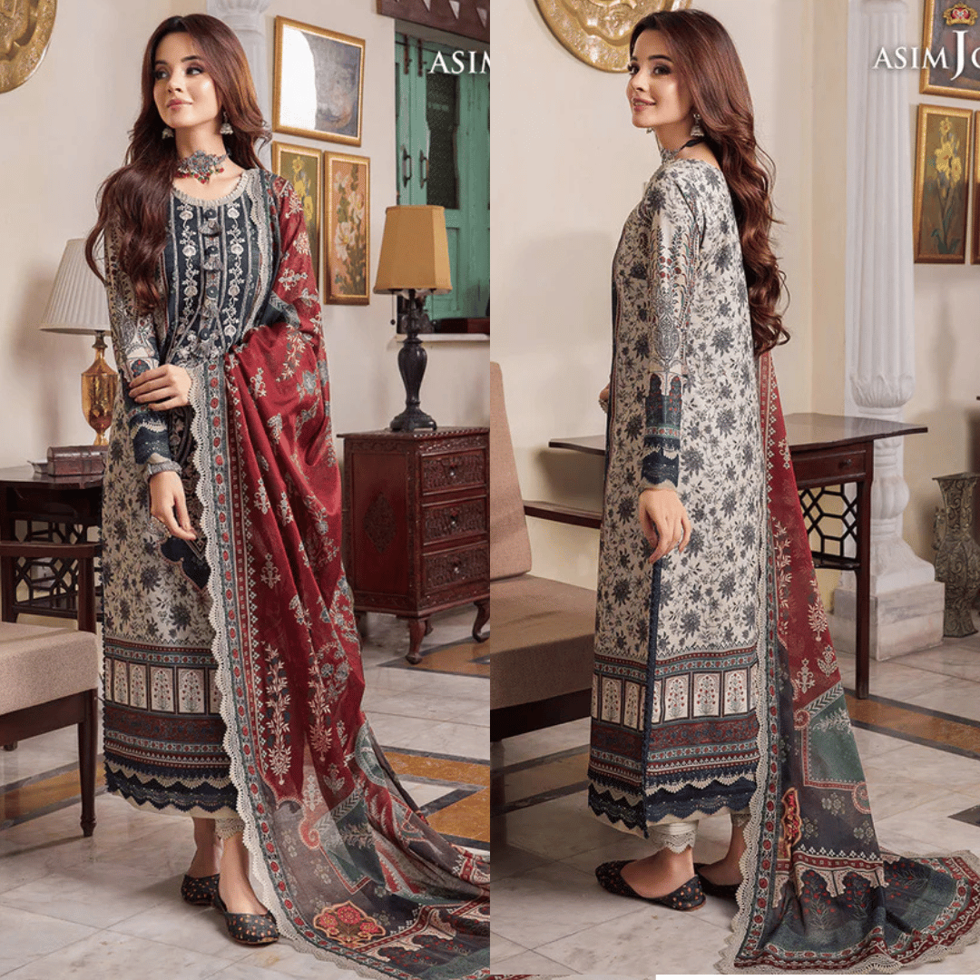 Asim Jofa - Summer 3PC Lawn Digital Print Dress - zab1254