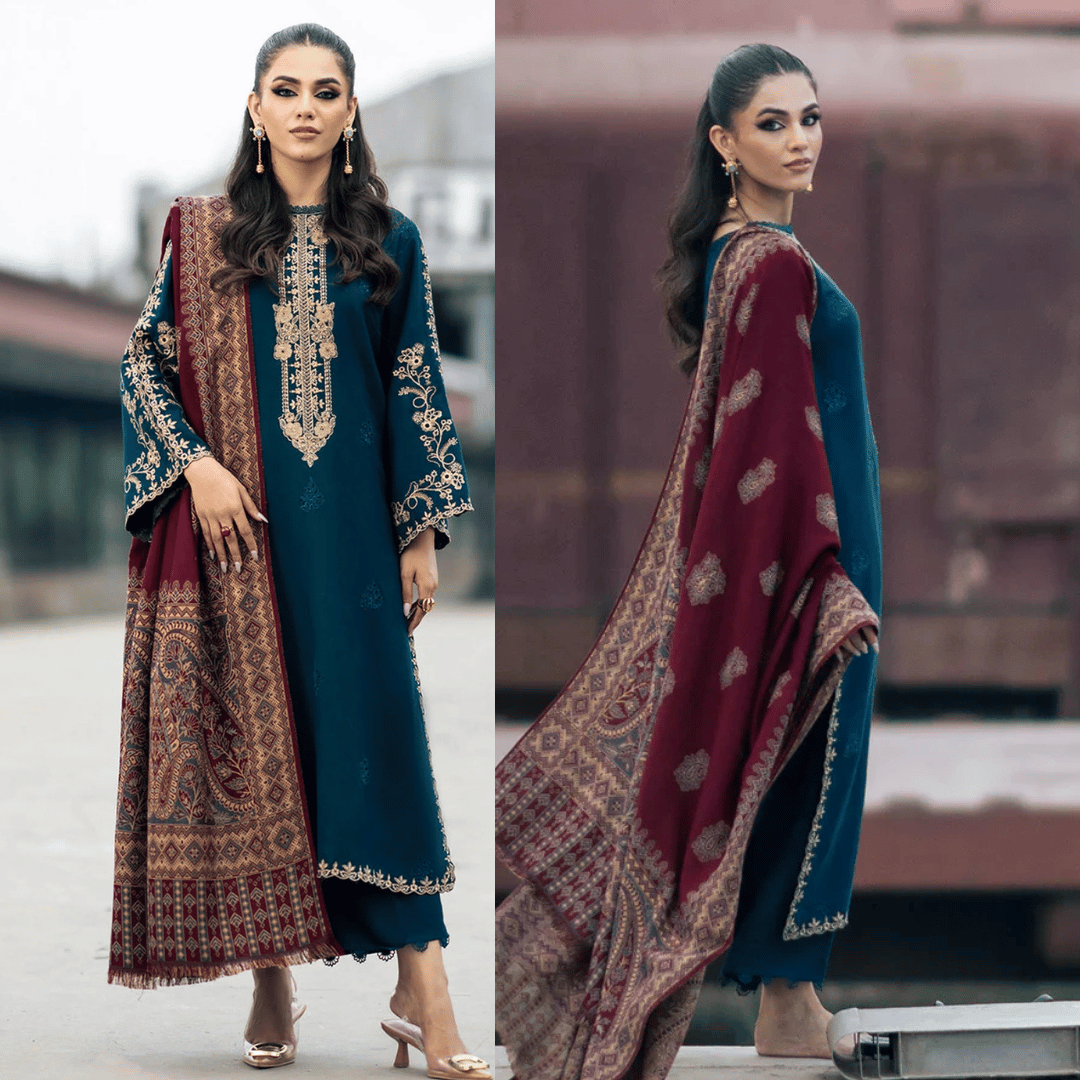 Winter Jazmin 3PC Dhanak Embroidered Suit - zab1255