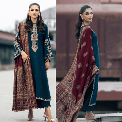 Winter Jazmin 3PC Dhanak Embroidered Suit - zab1255