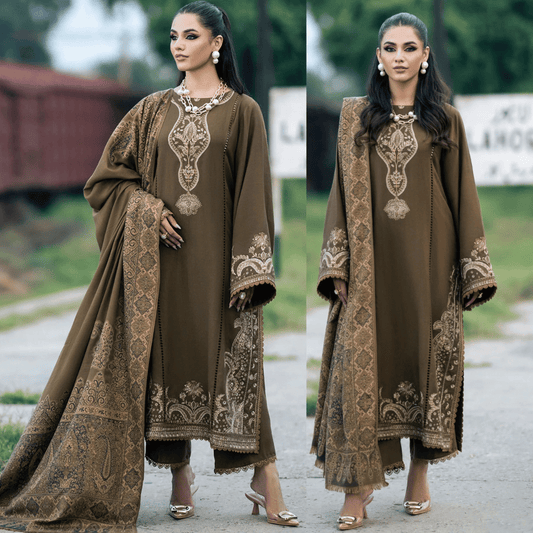 Winter Jazmin 3PC Dhanak Embroidered Suit - zab1256