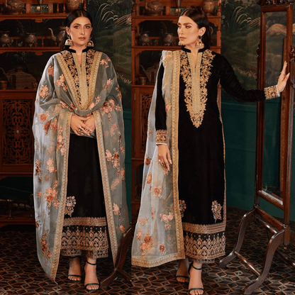Zainab Chotani - Embroidered Velvet Dress - zab944