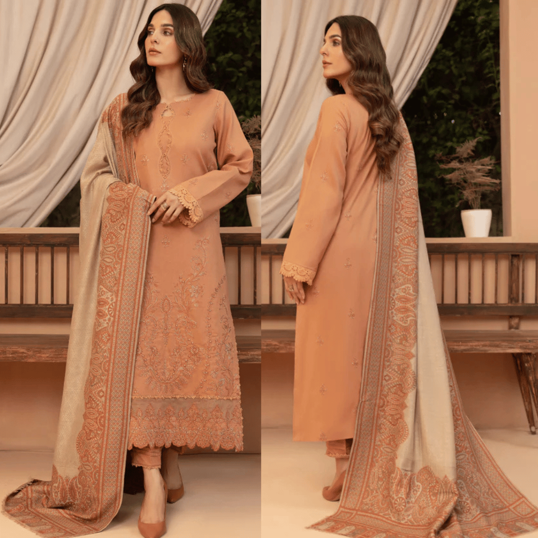 Bin ilyas - Winter 3PC Dhanak Embroidered Suit - zab1275