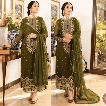 Jazmin - Embroidered Velvet 3-Piece Dress - zab940