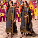Asim Jofa, unstitched 3 piece Lawn sequence embroidered suit - zab1277