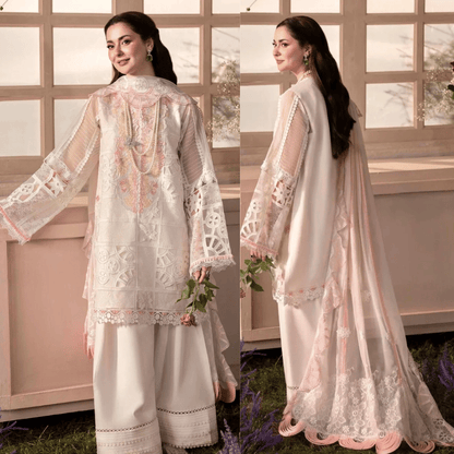 Crimson - 3PC Organza HEAVY CHIKENKARI EMBROIDERED SUIT - zab1279
