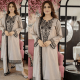 Veezal 3-Piece Embroidered Lawn with Bamber chifon Dupatta - zab1285
