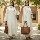 ZAB - 3PC Lawn Chiken Kari Embroidered Shirt with Chiffon Embroidered Dupatta zab1286