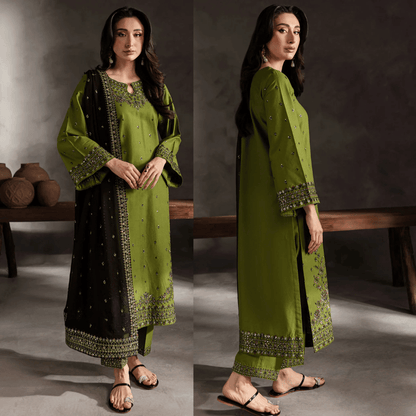 Urge - Summer 3PC Lawn Embroidered Suit - zab1291