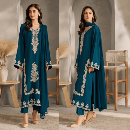 iznik - Winter 3PC Dhanak Embroidered Suit - zab1292