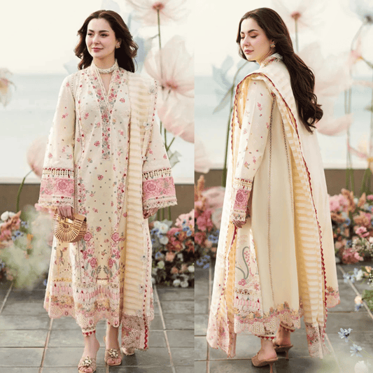 Qalamkaar 3PC Unstitched Lawn Embroidered ChickenKari - zab1297