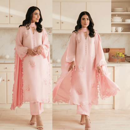 Nisa, Lawn 3.piece embroidered Summer suit with Orgenza dupatta - zab1311