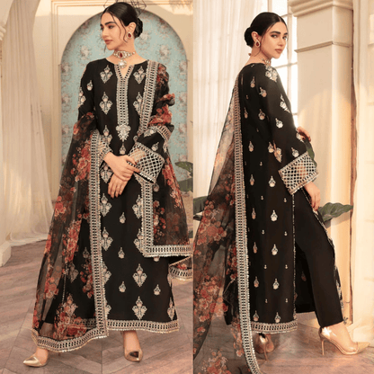 ZAB - Unstitched Luxury Lawn Heavy Embroidered 3PC Suit - zab1327
