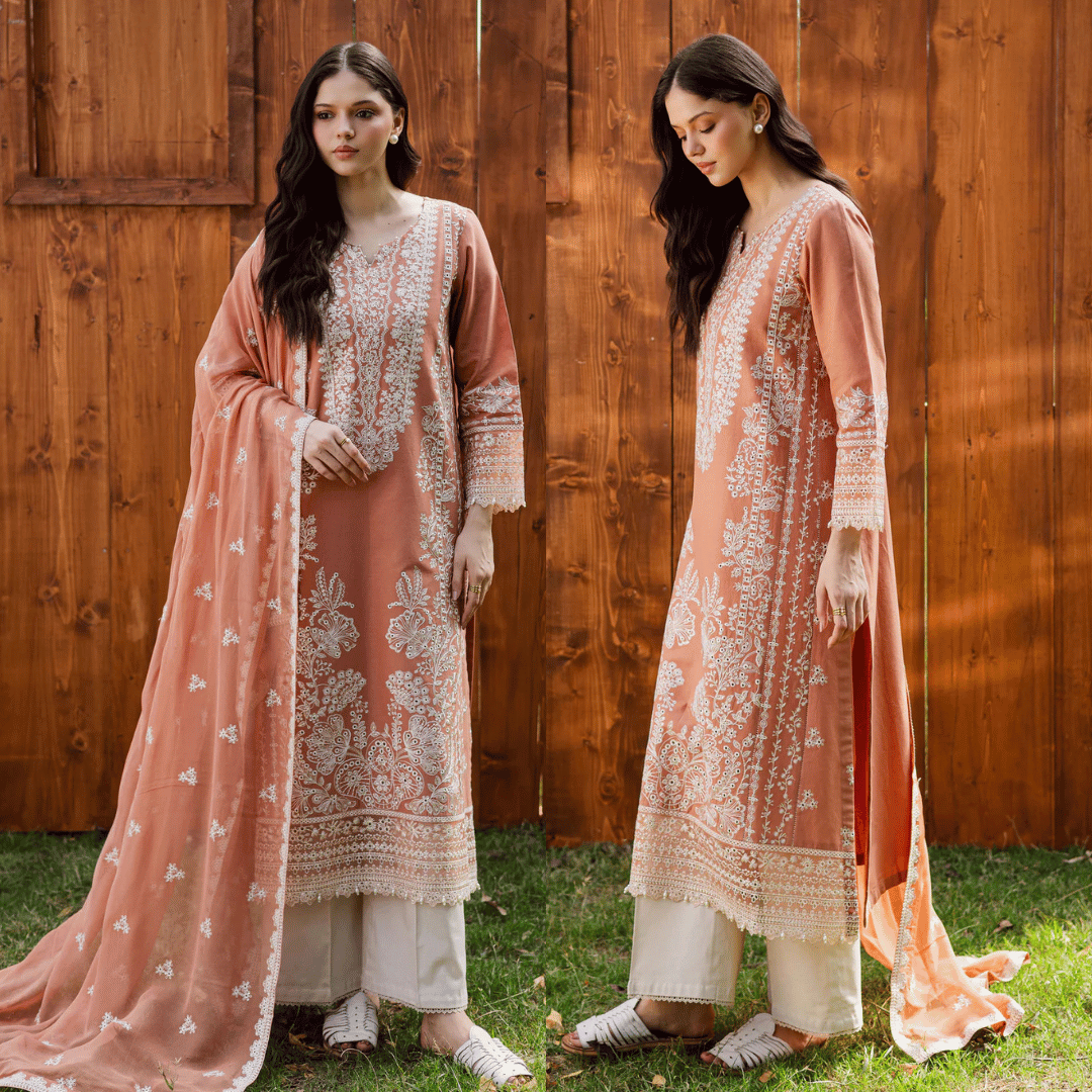Batik -  Summer 3PC Lawn Embroidered Suit - zab1328