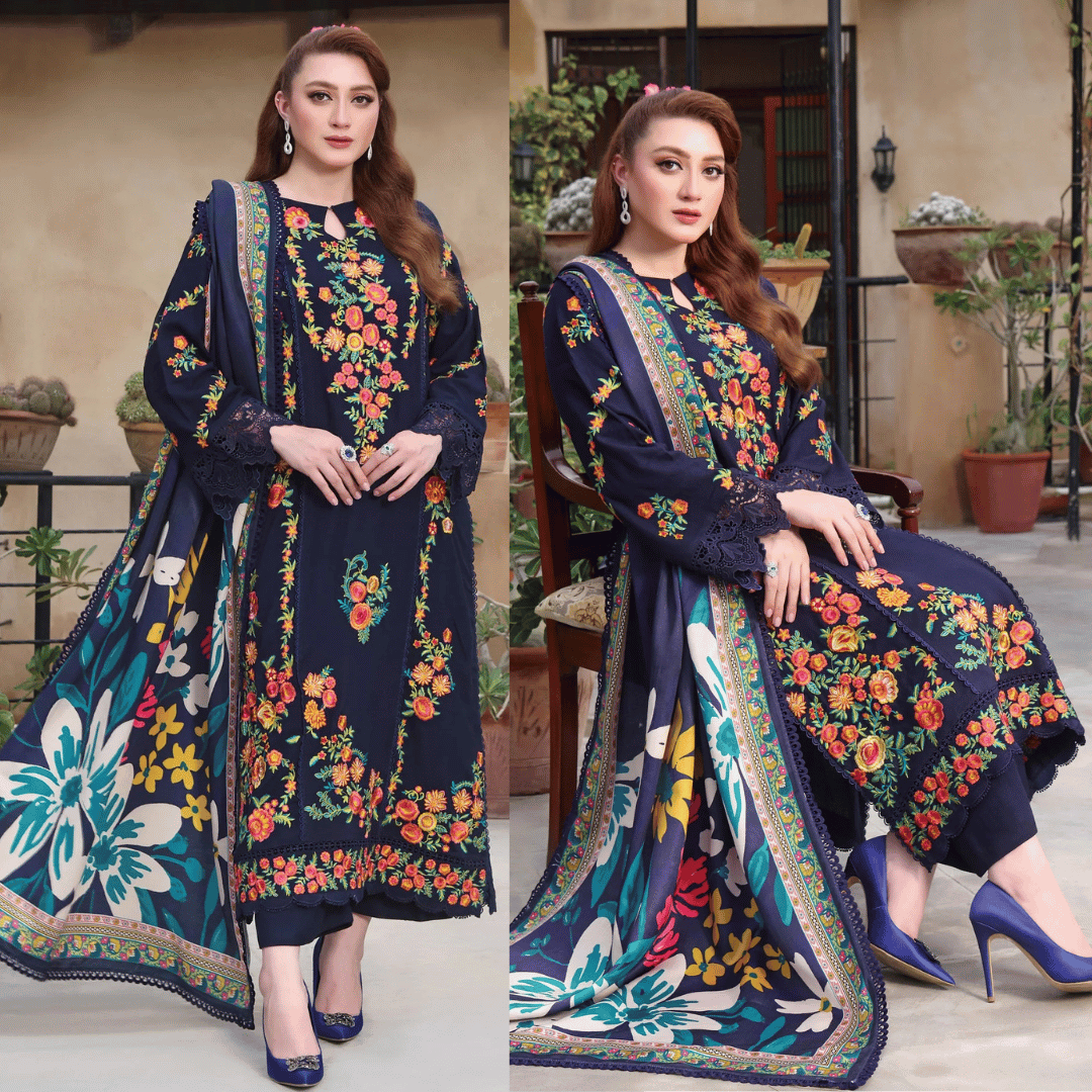 Asim Jofa, unstitched 3 piece Lawn sequence embroidered suit - zab1332