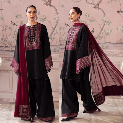 ZAB - Lawn 3PC Embroidered Suit - Zab1341