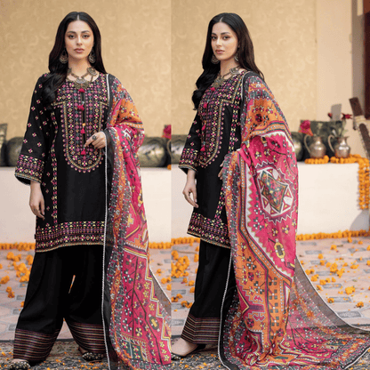 ZAB - Unstitched Luxury Lawn Heavy Embroidered 3PC Suit - zab1343